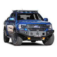 ECB Polished Tube/Silver Hammertone Channel Single Hoop Winch Bar to suit Ford Ranger 05/22 - Onwards