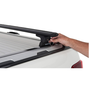 Rhino-Rack JA6218 Vortex RLT600 Black 2 Bar Roof Rack for FORD Ranger Wildtrak PX/PX2/PX3 (Roller Shutter Tracks) 4DR Ute (06/2012-12/2022)