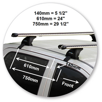 Prorack Black 2 Bar Heavy Duty Through Bar kit to suit Foton Tunland Double Cab 4dr Ute (2012 - Current)