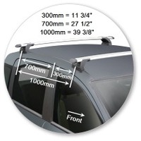 Prorack Silver 2 Bar Aero Through Bar kit to suit Fiat Panda 5dr Hatch (2003 - 2011)