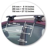 Prorack Silver 2 Bar Aero Through Bar kit to suit Honda Civic 4dr Sedan (10/2000 - 1/2006)