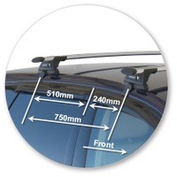 Prorack Silver 2 Bar Aero Through Bar kit to suit Volkswagen Polo Mk4 5dr Hatch (2002 - 2005)