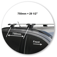 Prorack Silver 2 Bar Aero Through Bar kit to suit Mitsubishi Outlander 5dr SUV (11/2012 - 2015)