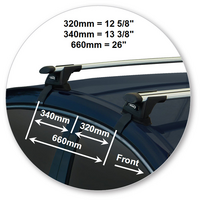 Prorack Silver 2 Bar Aero Through Bar kit to suit Hyundai i40 4dr Sedan (2/2013 - 2019)