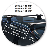 Prorack Silver 2 Bar Aero Through Bar kit to suit Holden Commodore VF 5dr Wagon (6/2013 - 3/2017)