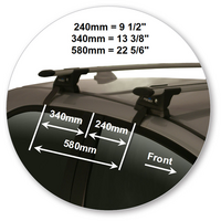 Prorack Black 2 Bar Aero Through Bar kit to suit Honda Civic 5dr Hatch (2012 - 2017)