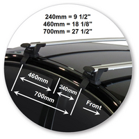 Prorack Silver 2 Bar Aero Through Bar kit to suit Nissan Pulsar 4dr Sedan (2012 - Current)