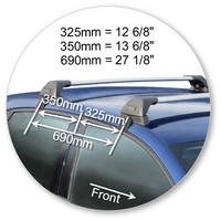 Prorack Silver 2 Bar Aero Flush Bar kit to suit Audi A1/S1 Sportback 5dr Hatch (2012 - 2018)