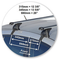 Prorack Silver 2 Bar Heavy Duty Through Bar kit to suit Kia Cerato 5dr Hatch (2013 - 2018)