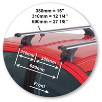 Prorack Silver 2 Bar Heavy Duty Through Bar kit to suit Toyota Yaris 5dr Hatch (2014 - 2017)