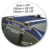 Prorack Silver 2 Bar Aero Through Bar kit to suit Subaru Outback 5dr Wagon (2015 - Current)