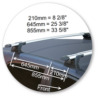 Prorack Silver 2 Bar Aero Through Bar kit to suit Hyundai i20 5dr Hatch (2015 - 2018)