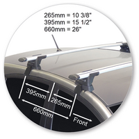 Prorack Silver 2 Bar Aero Through Bar kit to suit Kia Rio 5dr Hatch (8/2005 - 8/2011)