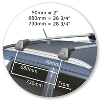 Prorack Silver 2 Bar Aero Flush Bar kit to suit SsangYong Tivoli 5dr SUV (2015 - Current)