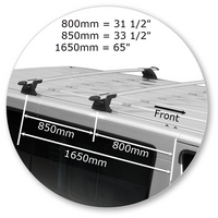 Prorack Silver 2 Bar Aero Through Bar kit to suit Nissan NV350 Low Roof 5dr Van (2012 - Current)