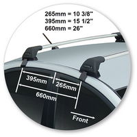 Prorack Silver 2 Bar Aero Flush Bar kit to suit Kia Rio 4dr Sedan (2005 - 2011)