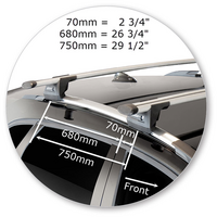 Prorack Silver 2 Bar Aero Through Bar kit to suit Volvo V40 CC 5dr Hatch (2013 - 2015)