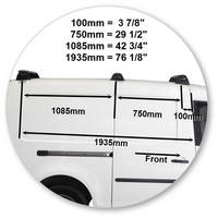 Prorack Silver 3 Bar Aero Through Bar kit to suit Volkswagen Caddy Maxi 5dr Van (12/2015 - 5/2021)