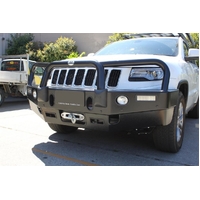 ECB Black Ripple Winch BullBar with Bumper Lights to suit Jeep Grand Cherokee MY14 Laredo 06/13 - 03/17
