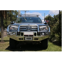 ECB Polished Winch BullBar with Bumper Lights to suit Toyota HiLux SR5 4WD 07/15 - 05/18