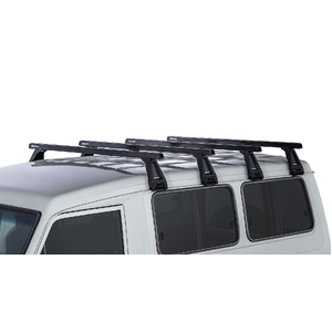 Rhino-Rack JA0852 Heavy Duty RL210 Black 4 Bar Roof Rack for TOYOTA Land Cruiser 78 Series Troop Carrier 2DR 4WD (03/2007-Current)