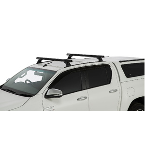 Rhino-Rack JB0952 Heavy Duty RCH Trackmount Black 2 Bar Roof Rack for TOYOTA Hilux Gen 8 Double Cab 4DR Ute (10/2015-Current)