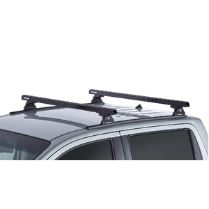 Rhino-Rack JA8356 Heavy Duty RLT600 Trackmount Black 2 Bar Roof Rack for NISSAN Navara (pre facelift) NP300 Dual Cab 4DR Ute (01/2015-12/2021)