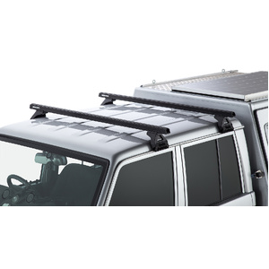 Rhino-Rack JA9219 Heavy Duty RL110 Black 2 Bar Roof Rack for TOYOTA Land Cruiser 79 Series Double Cab 4DR 4WD (01/2007-12/2023)