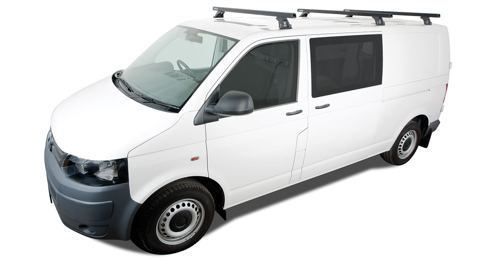 Rhino HD RLTF Black 3 Bar Roof Rack for VOLKSWAGEN Transporter T6 2dr