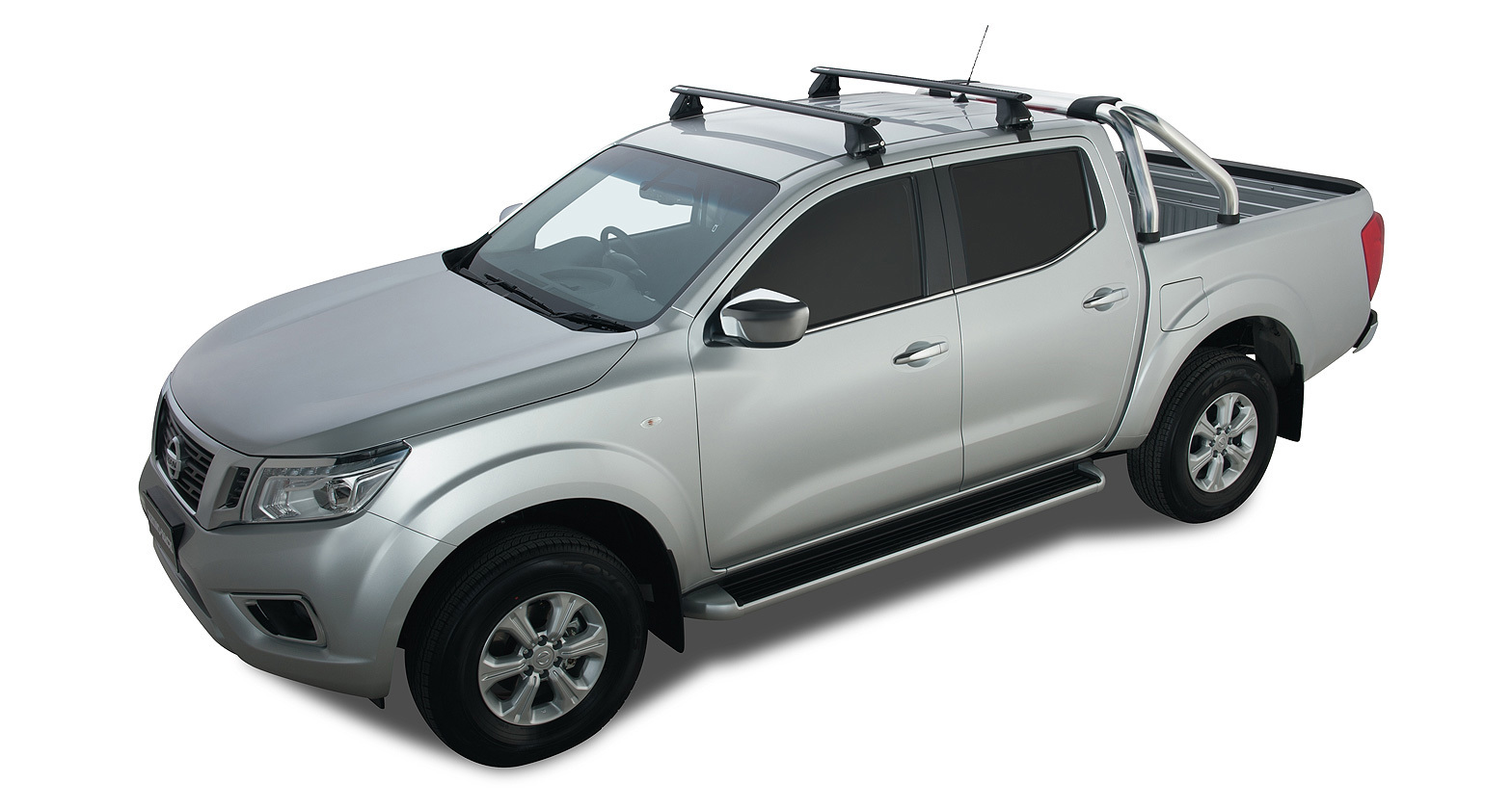 Rhino Vortex Black 2 Bar Roof Rack for NISSAN Navara NP300 4dr Ute Dual