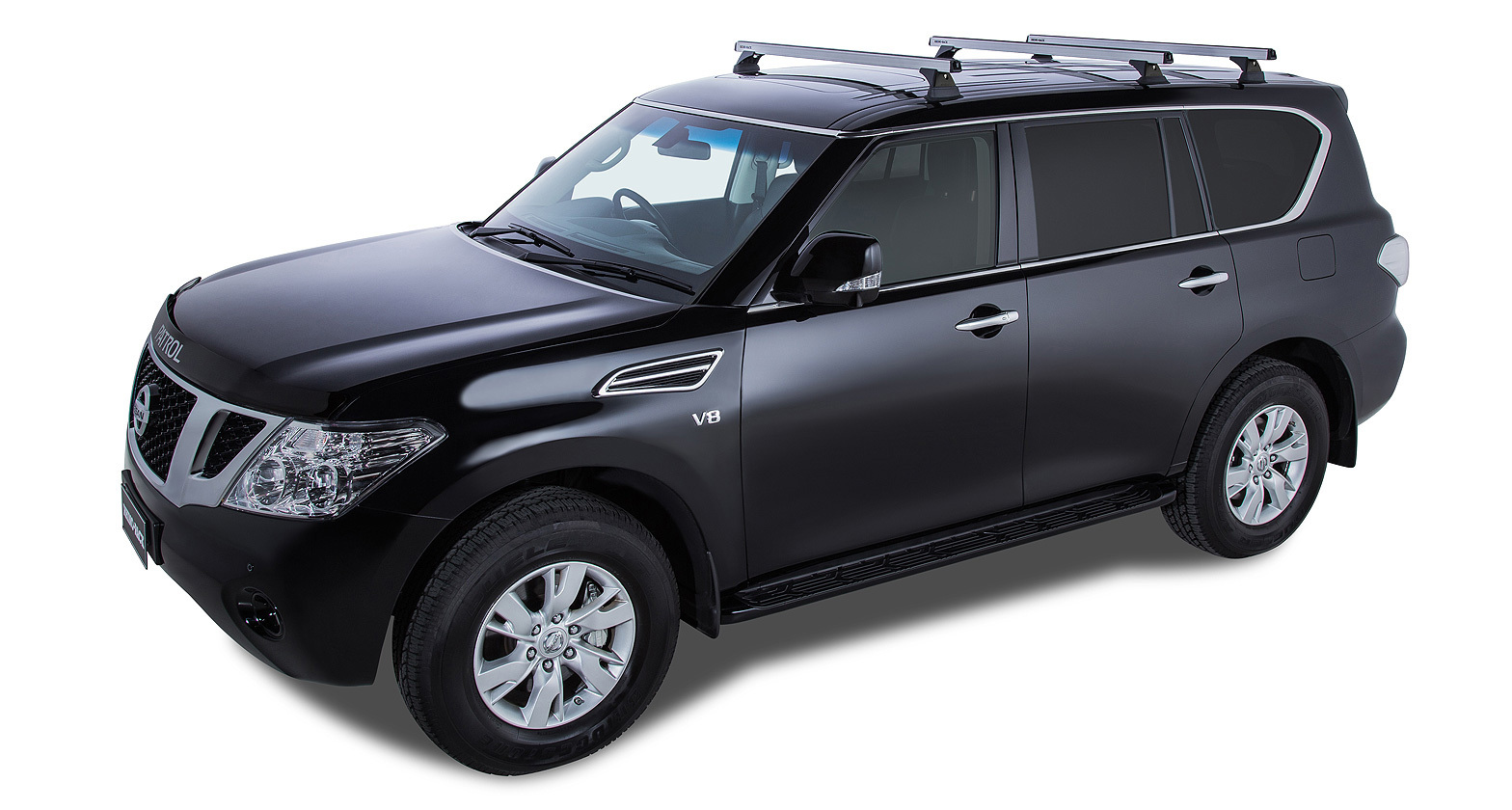 Rhino HD RCH Silver 3 Bar Roof Rack for NISSAN Patrol Y62 4dr 4WD 11/12 On RhinoRack