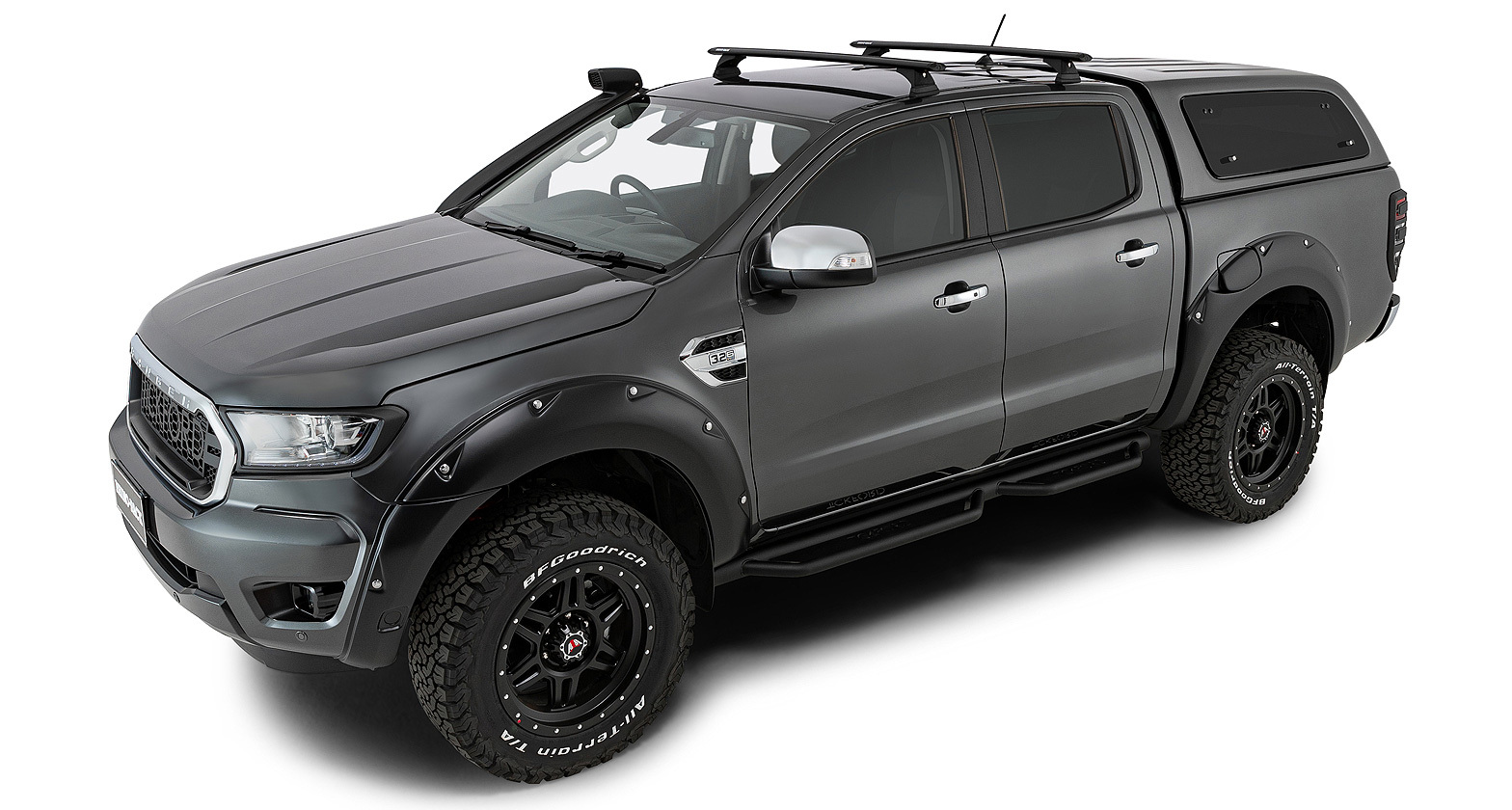 Rhino Vortex Black 2 Bar Roof Rack for FORD Ranger Raptor PX3 4dr Ute
