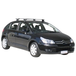 Prorack Silver 2 Bar Aero Through Bar kit to suit Citroen C4 5dr Hatch (2004 - 2010)