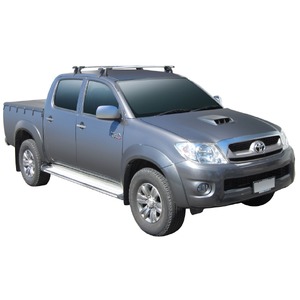 Prorack Silver 2 Bar Aero Through Bar kit to suit Toyota HiLux Double Cab 4dr Ute (2012 - 9/2015)