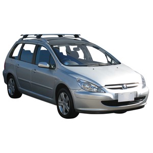 Prorack Silver 2 Bar Aero Through Bar kit to suit Peugeot 307 5dr Wagon (2003 - 8/2008)