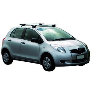 Prorack Silver 2 Bar Aero Through Bar kit to suit Toyota Yaris 5dr Hatch (8/2005 - 2011)