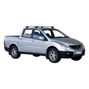 Prorack Silver 2 Bar Aero Through Bar kit to suit SsangYong Actyon Sport 4dr Ute (3/2007 - 2012)