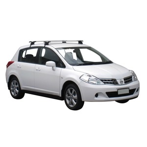 Prorack Silver 2 Bar Aero Through Bar kit to suit Nissan Tiida 5dr Hatch (2004 - 2012)