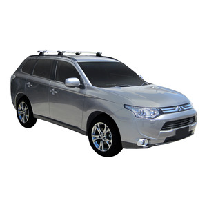 Prorack Silver 2 Bar Aero Through Bar kit to suit Mitsubishi Outlander 5dr SUV (11/2012 - 2015)