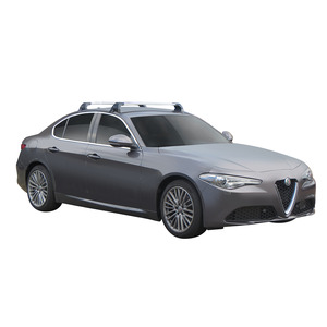 Prorack Silver 2 Bar Aero Flush Bar kit to suit Alfa Romeo Giulia Steel &amp; Sun Roof 4dr Sedan (2016 - Current)