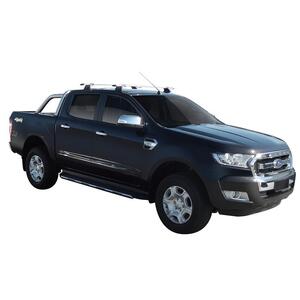 Prorack Black 2 Bar Aero Through Bar kit to suit Ford Ranger Double Cab 4dr Ute (11/2011 - 6/2022)