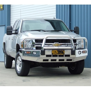 ECB Silver Hammertone BullBar with Bumper Lights to suit Chevrolet Silverado 2500HD 4X4 2008 - 2010