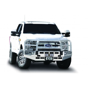 ECB Polished Winch BullBar with Bumper Lights to suit Ford F250 Super Duty Ex Limited MY17 - Onwards