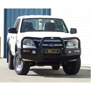 ECB Silver Hammertone BullBar with Bumper Lights to suit Ford Ranger PJ 12/06 - 03/09