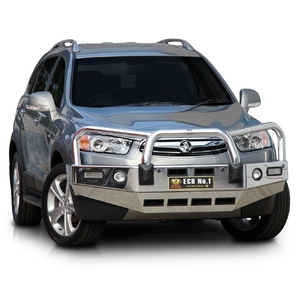 ECB Silver Hammertone BullBar with Bumper Lights to suit Holden Captiva 7 Series 2 Sensor Model 03/11 - 12/15