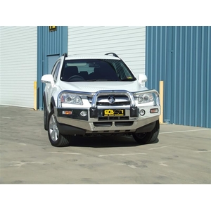 ECB Silver Hammertone BullBar with Bumper Lights to suit Holden Captiva 7 SX, CX, LX Ex Maxx 09/06 - 02/11