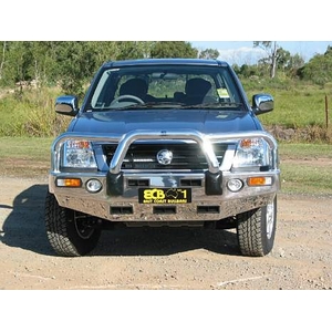 ECB Silver Hammertone BullBar with Bumper Lights to suit Holden Rodeo RA LT 03/03 - 12/06