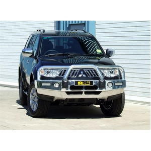 ECB Black Ripple BullBar with Bumper Lights to suit Mitsubishi Challenger PB 01/09 - 06/13