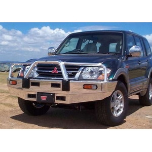 ECB Polished BullBar Winch Compatible to suit Mitsubishi Pajero NP 11/02 - 10/06