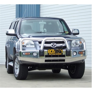 ECB Silver Hammertone BullBar with Bumper Lights to suit Mazda BT-50 2WD/4WD 09/08 - 09/11